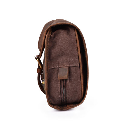 LEATHER VILLAGE Hanging Genuine Leather Toiletry Bag for Men – Handcrafted Vintage Travel Dopp Kit with Waterproof Lining, Shaving Organizer and Shower Bathroom Essentials Case - Brown