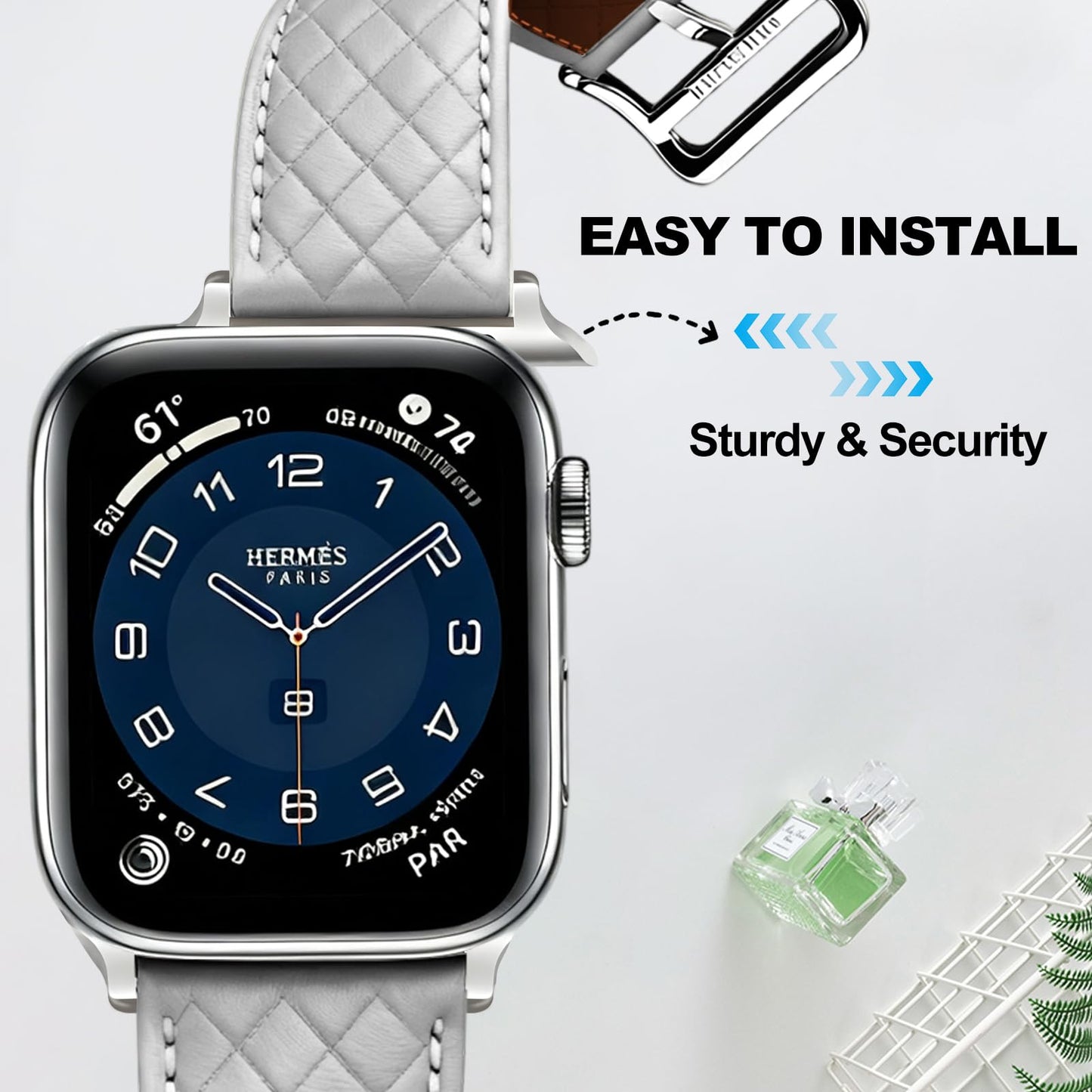 Women Genuine Lether Watch Band for Apple Watch, Dressy Soft Leather Watch Strap for Small Wrist, Compatible with Apple Watch Series 11 10 9 8 7 6 SE Ultra 3 2 1 38mm 40mm 41mm 42mm 44mm 45mm 46mm 49mm