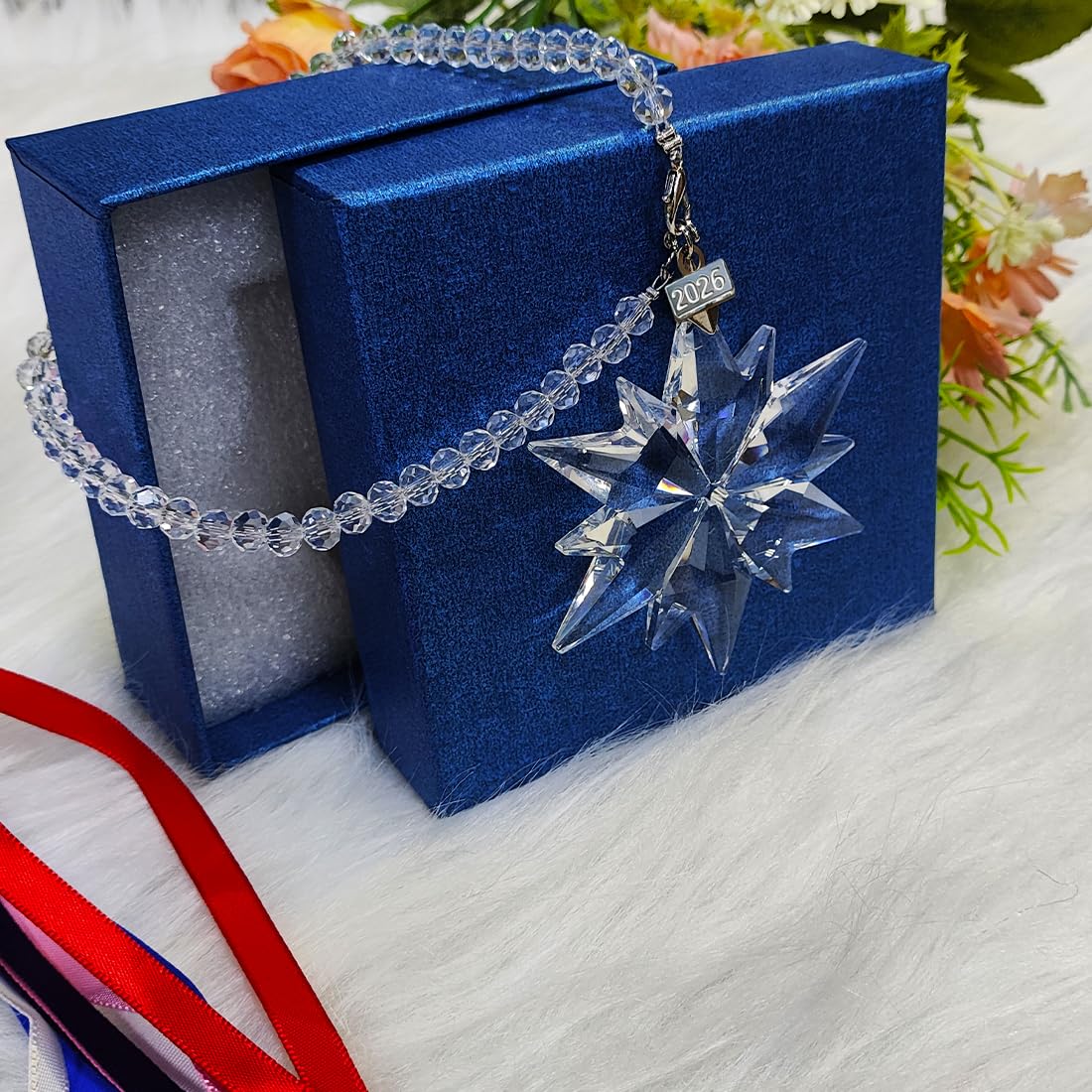 2026 Annual Christmas Ornaments Crystal Snowflake Star, Sparkly Crystal Ornament for Christmas Tree, Beautiful Ornaments for Women Girls