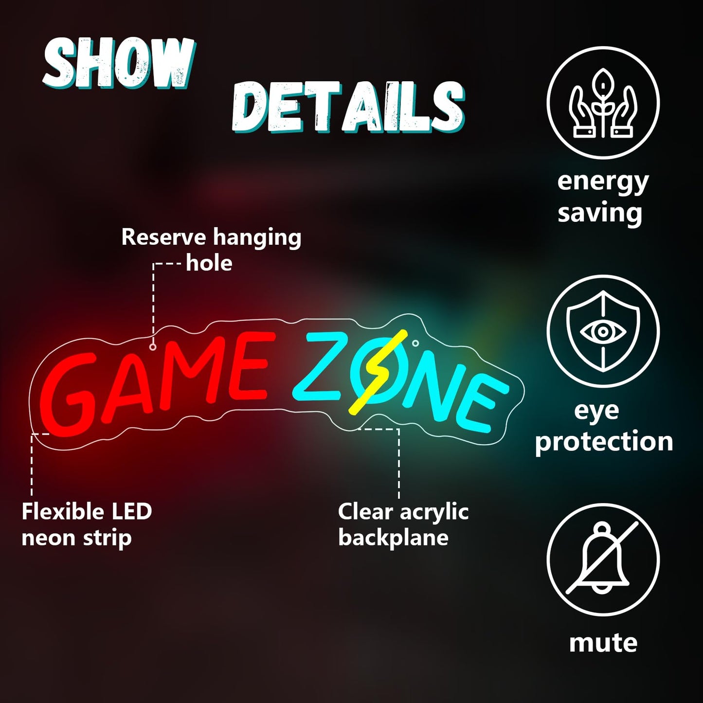 Game Zone Neon Sign, Gaming Neon Light for Game Room Wall Decor, Gamer Neon Signs for Boy Man Cave, Bedroom Decoration, Great Gift for Kids Friends Birthday Party