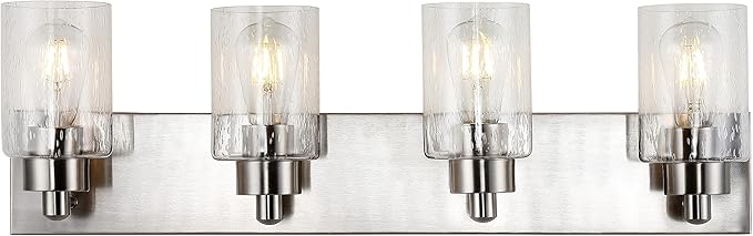 JONATHAN Y JYL7558A Irving 27.75" 4-Light Modern Contemporary LED Vanity Light Glam Transitional 2700K 9W Bulbs Included Bathroom Hallway Living Room Bedroom Mirror Cabinet, Nickel