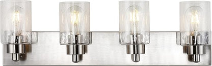 JONATHAN Y JYL7558A Irving 27.75" 4-Light Modern Contemporary LED Vanity Light Glam Transitional 2700K 9W Bulbs Included Bathroom Hallway Living Room Bedroom Mirror Cabinet, Nickel