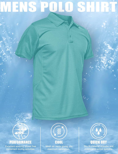 MAGCOMSEN Golf Polo Shirts for Men Short Sleeve Golf Shirts for Men Quick Dry Shirts Summer Shirts Polo Shirts Work Shirts for Men T Shirts Fishing Shirts Casual Shirts