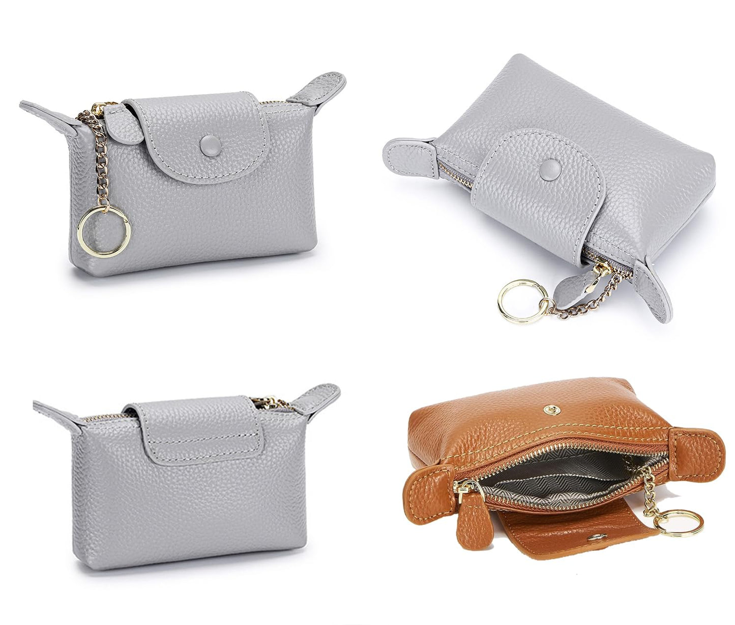 SENDEFN Small Leather Women Coin Purse, Women's Keychain Zipper Pocket Pouch Wallet