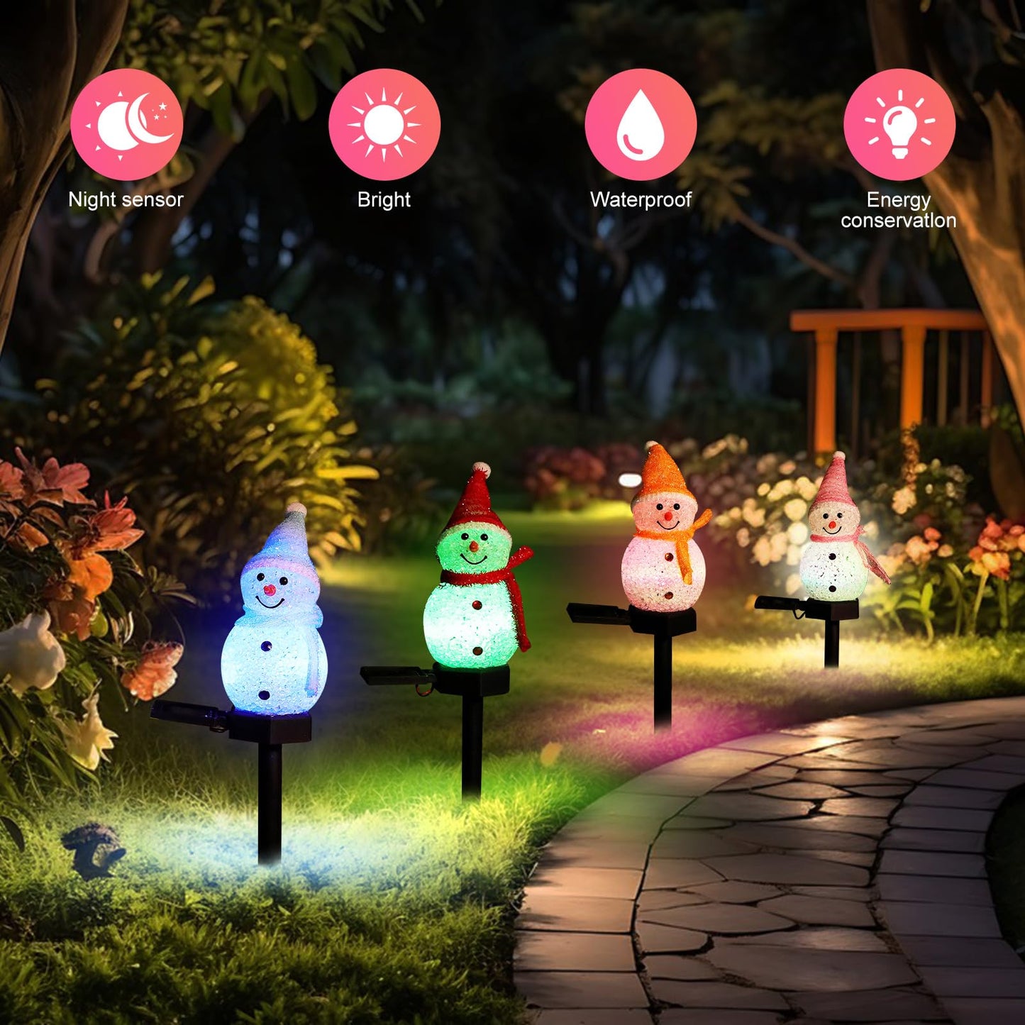 Outdoor Christmas Decorations 2025-Christmas Light Stakes for Yard-Snowman Solar Lights-Snowman Christmas Ornaments for Yard Garden Lawn Landscape Patio Walkway Decor