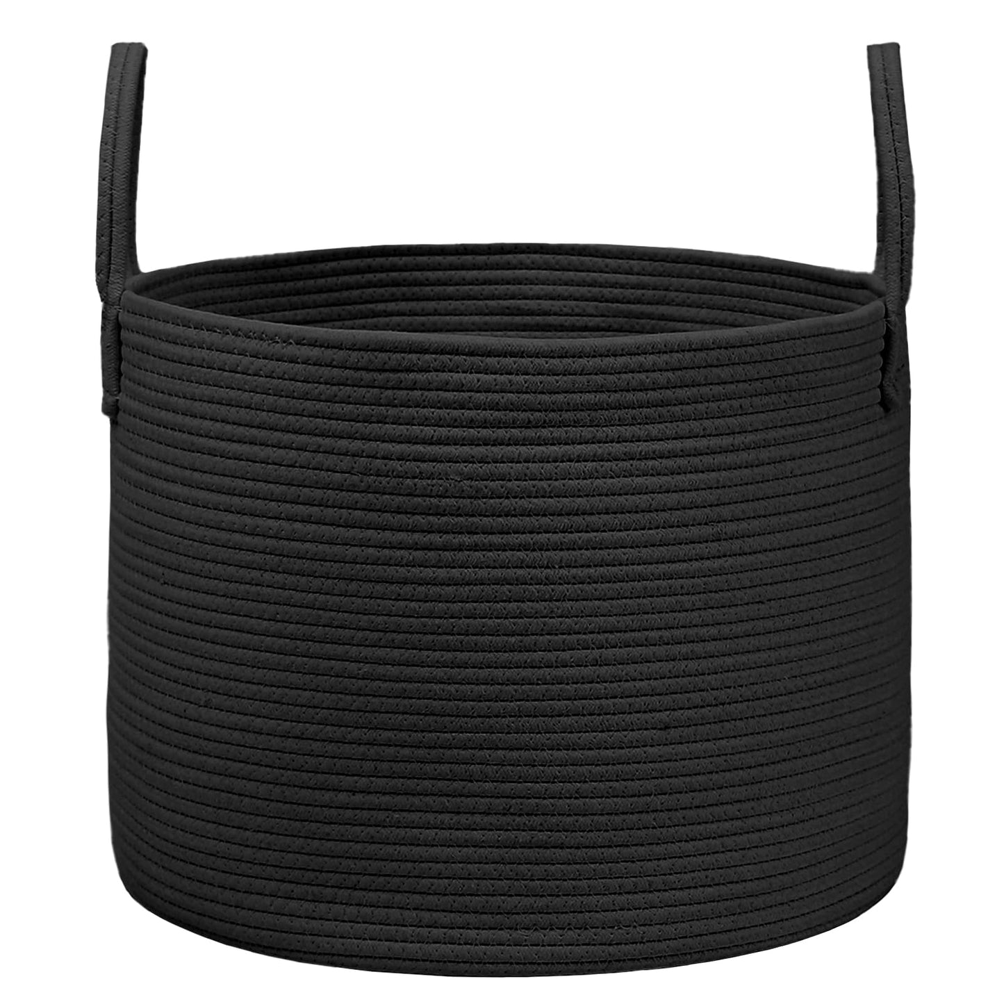 JMvicyroam 65L Extra Large Blanket Basket for Living Room - Woven Cotton Rope Laundry Hamper with Reinforced Handles - Storage Bin for Pillows, Comforters & Toys - Machine Washable,Black