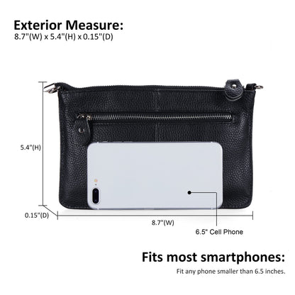 befen Black Women's Genuine Leather Wristlet Clutch Crossbody Phone Bags Wallet Purses and Handbags for Women with RFID Card Slots, Fit Phone 14 Pro Max