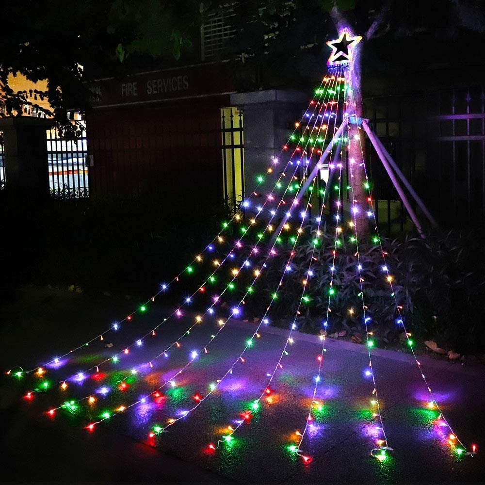 (New) Christmas Decorations Star String Lights, 320 LED Christmas Light Outdoor Yard Decorations Tree Light with 13" Star,Hanging Fairy Twinkle Light for Xmas New Year Holiday Party