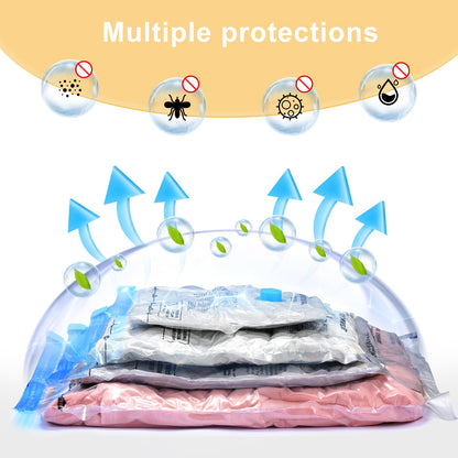UPGOGO Combo 12 Pack Travel Vacuum Bags with Portable Electric Pump, Space Saver Vacuum Storage Bags for Clothing and Luggage, Travel Essentials