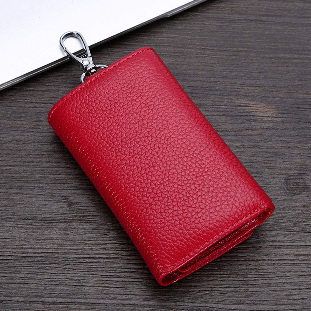 RuoFeng Keychain Key Holder Ring with 6 Hooks Snap Closure (Rose red)