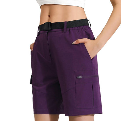 RIMOHX Women's 7'' Hiking Cargo Shorts with Multiple Pockets Lightweight Quick Dry Athletic Outdoor Golf Casual Summer Shorts Purple