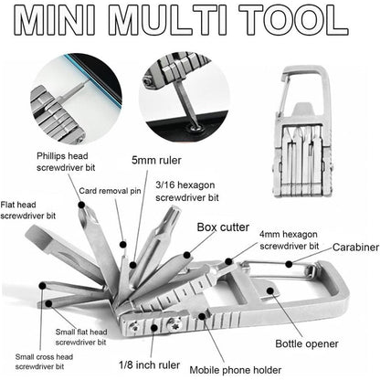 12 in 1 Mini Multi Tool, Portable Keychain Multitool, Needle Nose Pliers, Bottle Opener, Keychain Multitool Tool Compact Pocket Size for Outdoors Camping