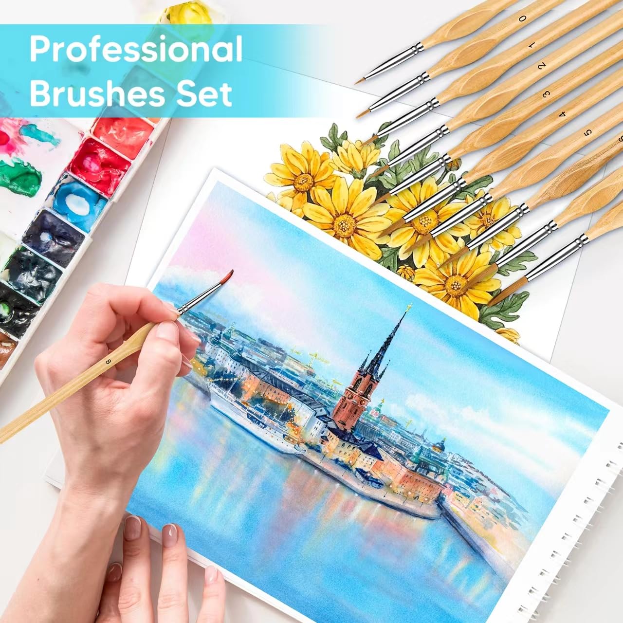Miniature Paint Brushes, 10PC Fine Detail Paint Brush Set, Small Painting Brushes for Art, Crafts, Acrylic, Watercolor, Oil, Model, Face, Paint by Number, Figurine-Wood