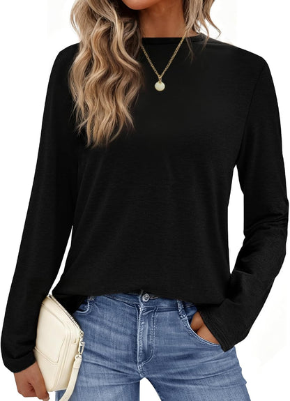 GAYHAY Long Sleeve Shirts for Women - Fall Winter Clothes Crew Neck Casual Tops Loose Fit Tees Fashion Outfits 2025