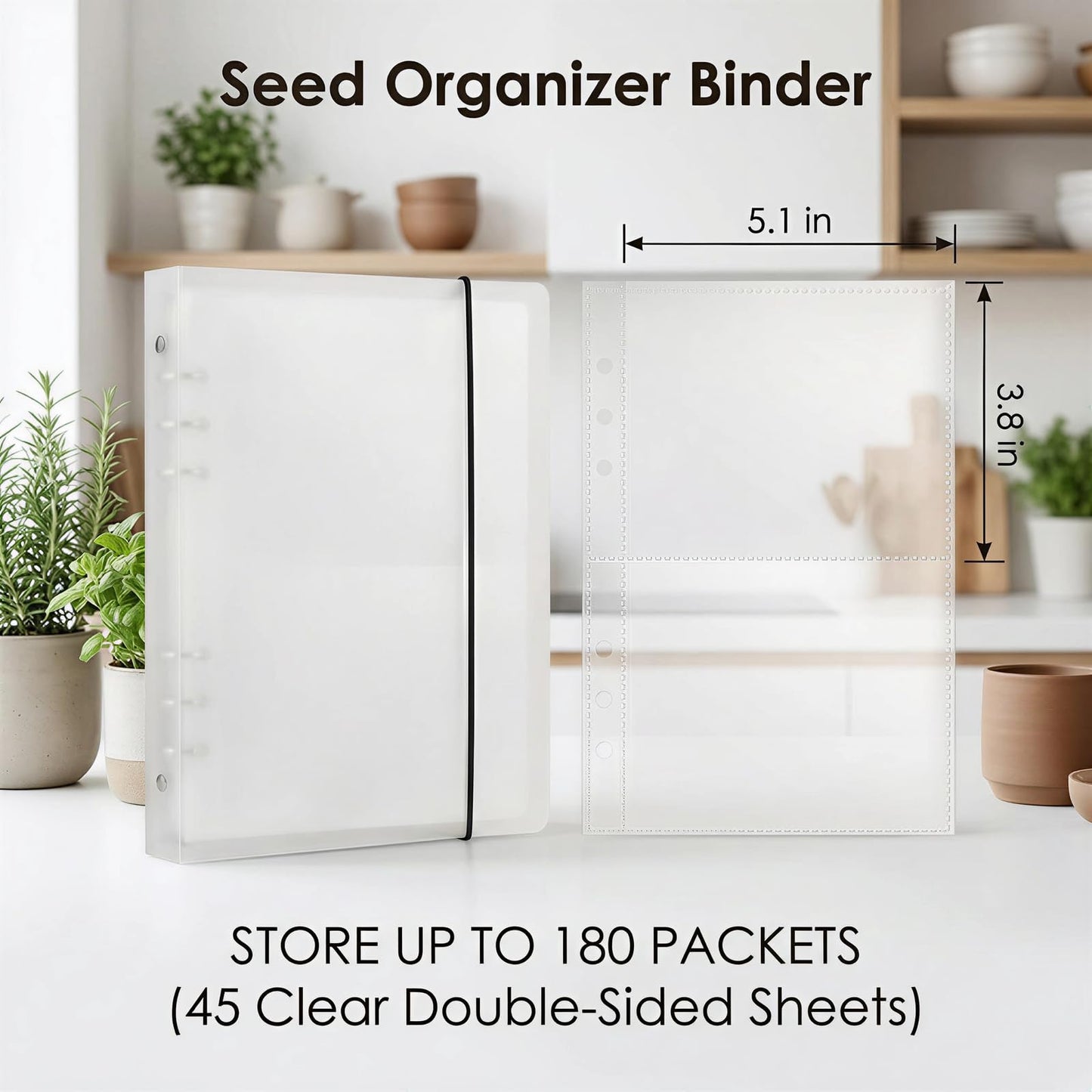Jovialix Seed Organizer Binder with Side Loading Sleeves, Clear Storage Book Holder and Plant Packet Keeper for Saving Your Garden Catalog, 180 Pockets, 3.8 x 5 Inches