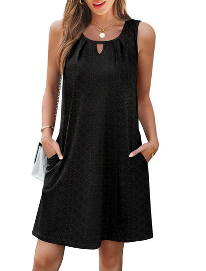 RUMIA Beach Vacation Clothes for Women Sundresses Swimsuit Coverup with Pockets Black L