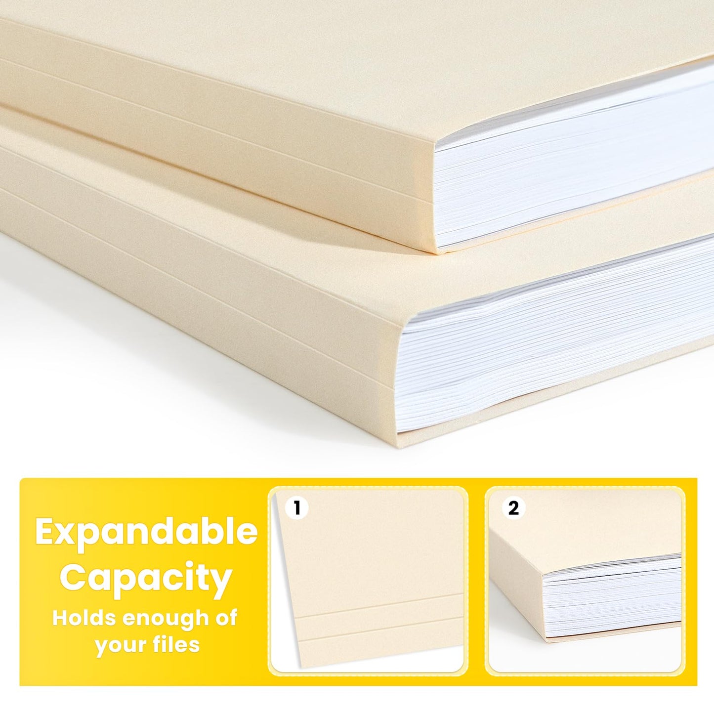 SUNEE Manilla Folders Letter Size (8.5 x 11 inches),100 Per Box, 1/3 Cut Tab for Easy Labeling and Organization, Durable Standard Paper for Home, Office, School Filing