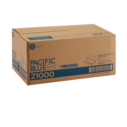 Pacific Blue Select by Georgia-Pacific PRO Multifold Premium 2-Ply Paper Towels, White, 3.2” Folded Width, 125 Towels Per Pack, 16 Packs Per Case, 21000