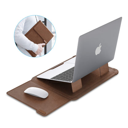Nillkin Laptop Sleeve 15.6 inch, MacBook Sleeve with Adjustable Stand & Mouse Pad, 2 Stand Modes, 15 inch Laptop Case, Slim MacBook Accessories for Samsung/Surface/Chromebook/HP 13-15.6 inch, Brown