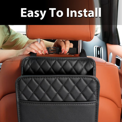 FrgKbTm 2Pack Car Seat Back Hanging Bag Car Document Holder Multi-Pocket Bottle Bag Storage Waterproof Pu Leather Box Organizer Travel Tidy Pouch Pocket Kids