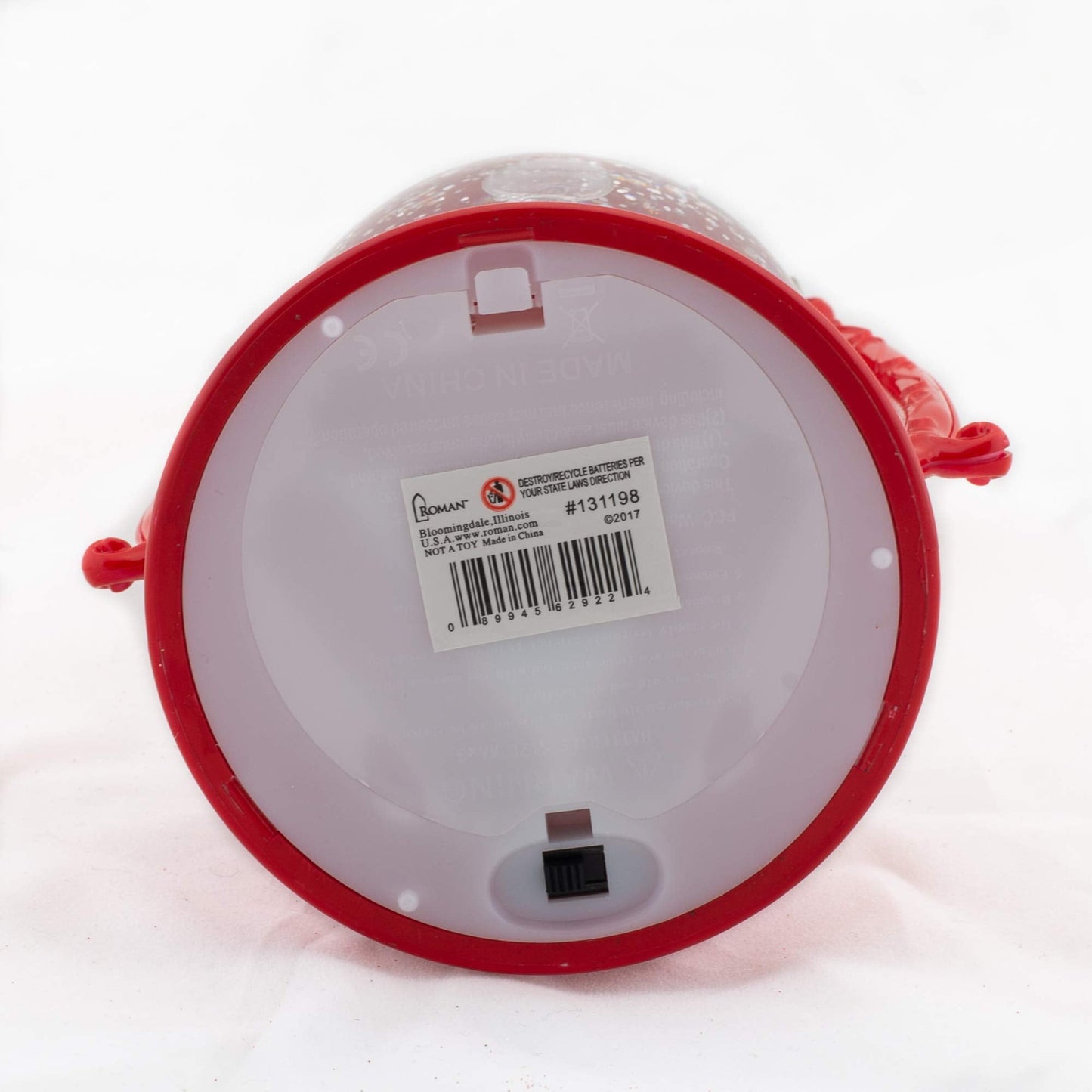 Red Vintage Lantern Snowman Swirling LED Light 10 Inch Acrylic Holiday Glitter Globe