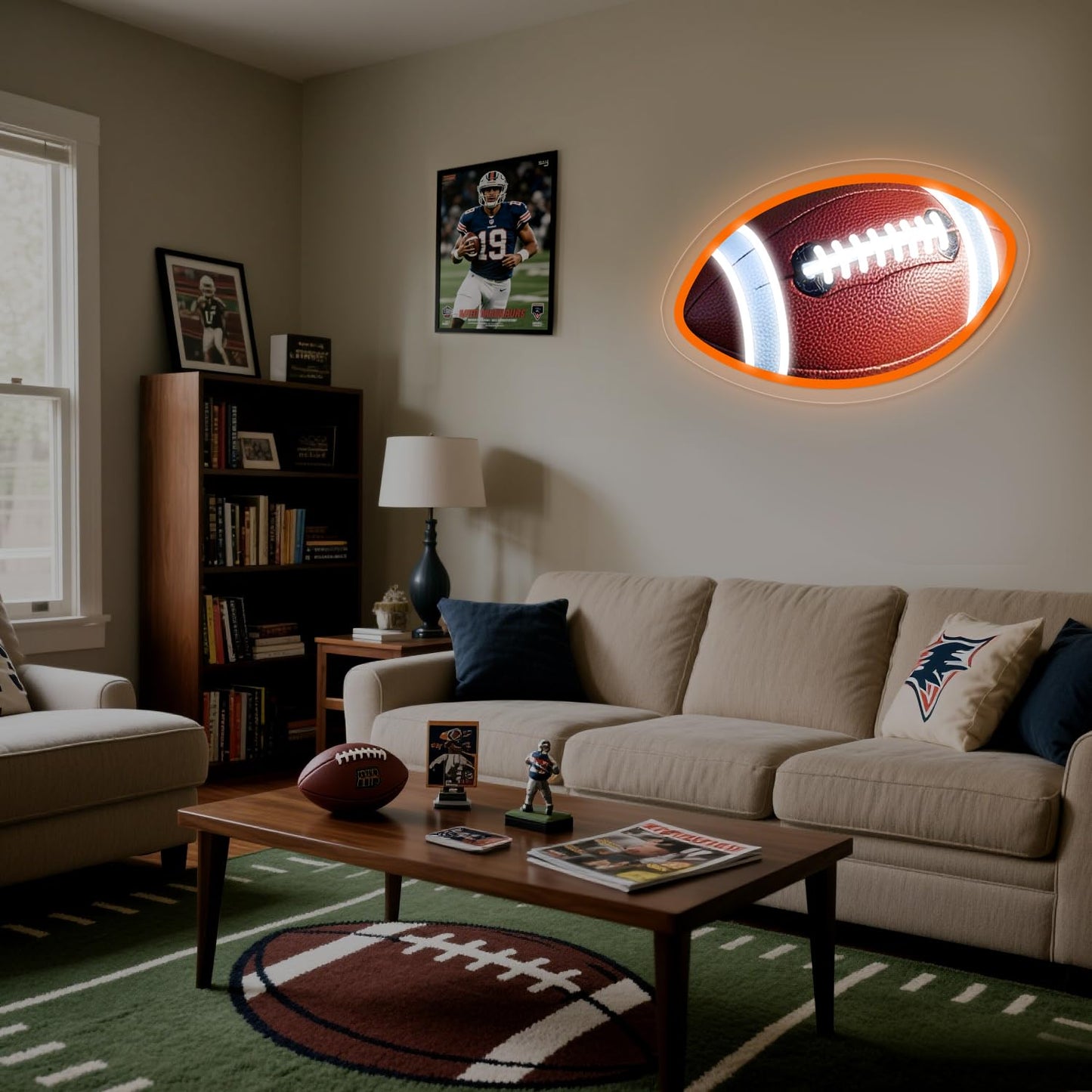 Football Neon Sign Football Shaped LED Light for Wall Decor Dimmable USB Powered Sign for Bedroom Man Cave Game Sports Room Football Gifts for Boys Fans