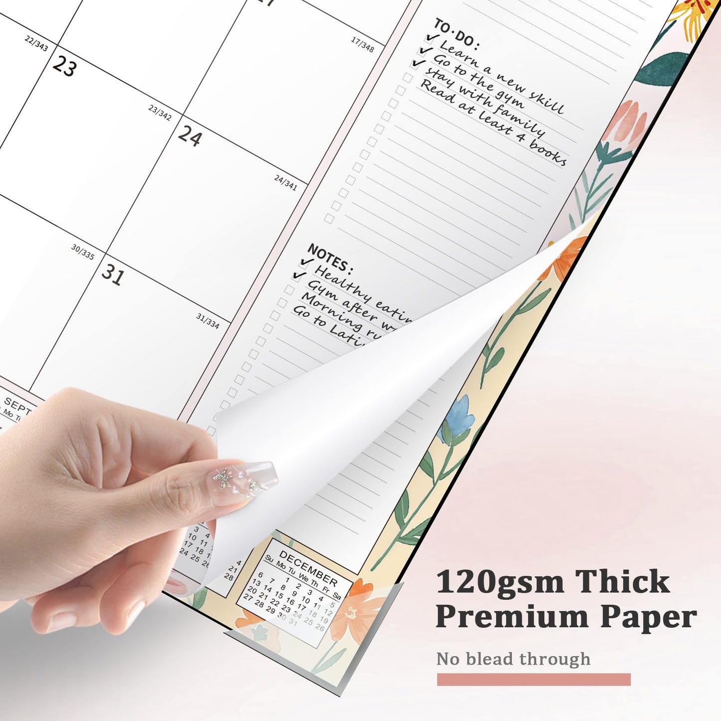 Ospelelf Desk Calendar 2026-2027 Large 22"x17" Monthly Family Office Planner Pad with Protective Cover 18 Months January 2026 - June 2027 Ditsy Floral