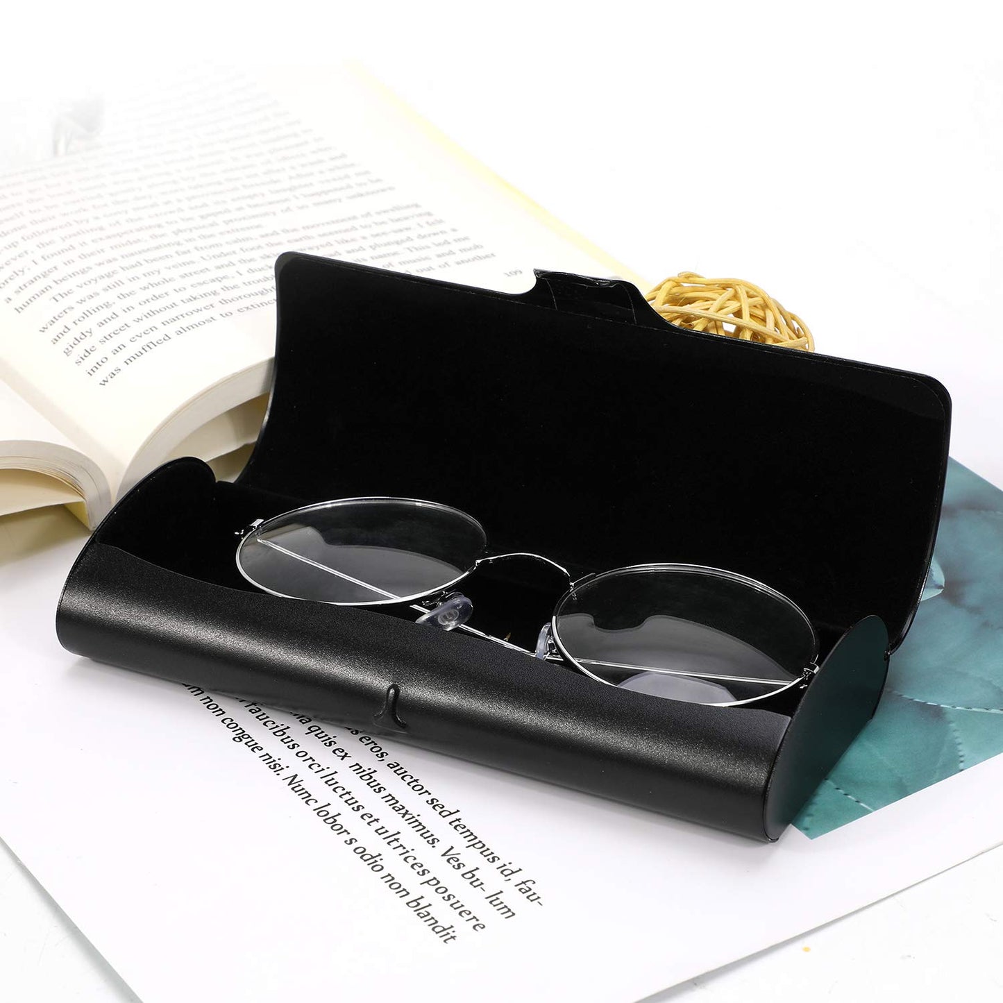 Hifot Aluminium Glasses Case, Slim Reading Glasses Case, Portable Travel Black Eyeglass Spectacles Protection Hard Shell Case