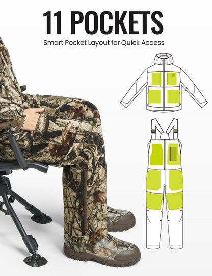 TIDEWE Hunting Clothes for Men, Silent Water Resistant Hunting Jackets and Bibs, Next Camo G2, XL