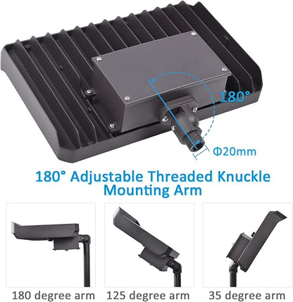 150W LED Outdoor Flood Light Dusk to Dawn, 5000K Daylight 21000Lms AC100-277V 1/2" Adjustable Knuckle Mount,ETL Listed IP65 Waterproof floodlight for Yard Garage