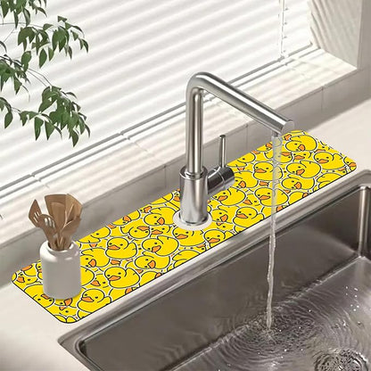 Sink Splash Guard Faucet Mat Rubber Ducky Absorbent Fast Drying Mat Sink