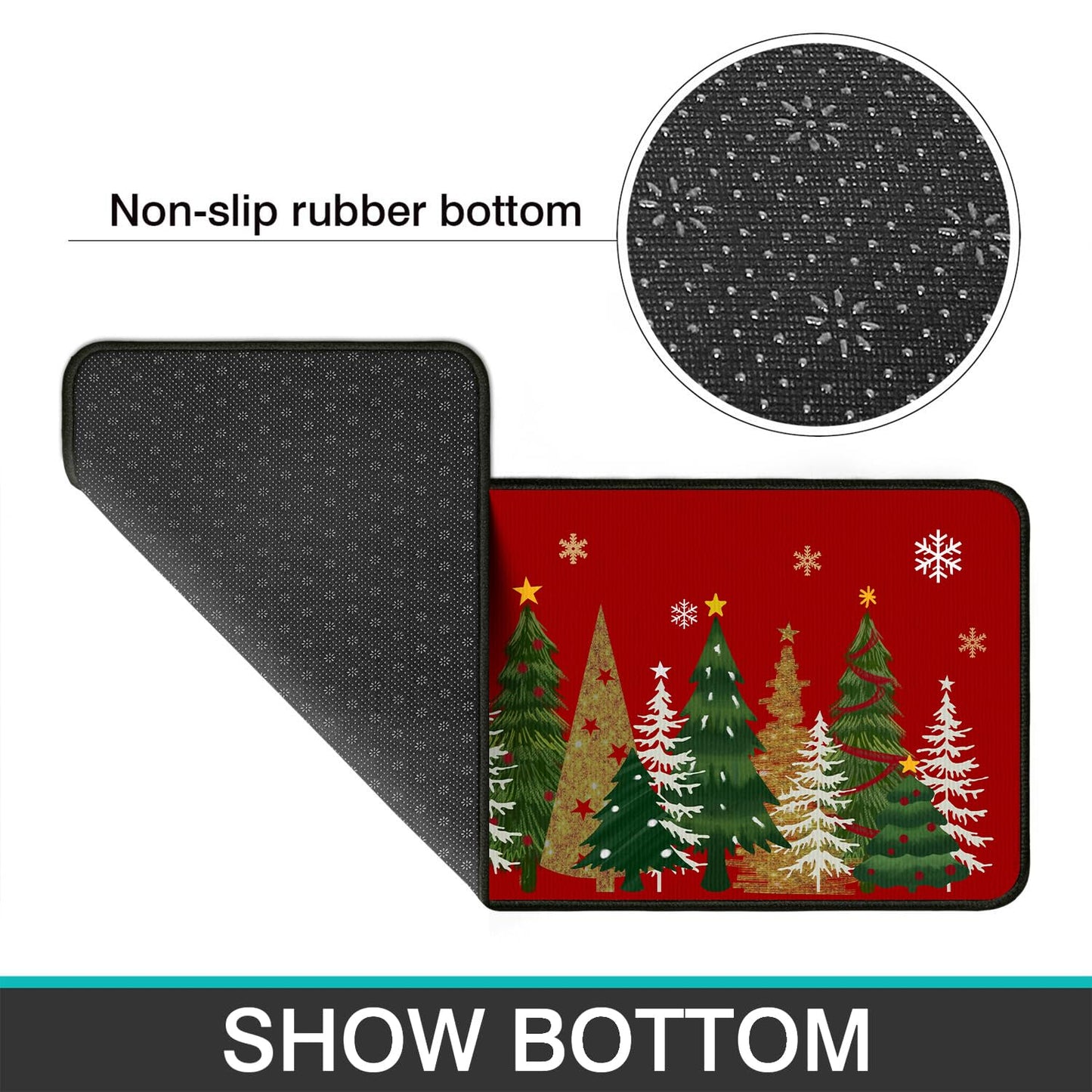 Lingcetger Christmas Kitchen Mats for Floor,Xmas Tree Kitchen Rugs Sets of 2,Red Christmas Non-Slip Kitchen Decor Floor Rug Home Decoration Doormat