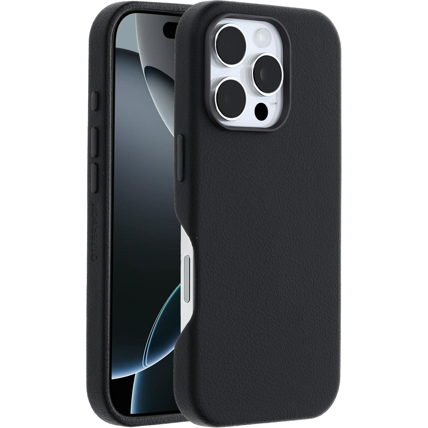 OtterBox iPhone 16 Pro Symmetry Series Cactus Leather for MagSafe - Noir Ash Black - Ultra-Thin, Sleek iPhone Case, Premium iPhone Case, MagSafe Compatible
