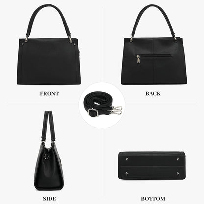 KOGTLA Lychee-textured Leather Purses for Women, Sturdy Ladies Vegan PU Handbags with Adjustable Satchel Strap, Tote Hobo Shoulder Bags Black