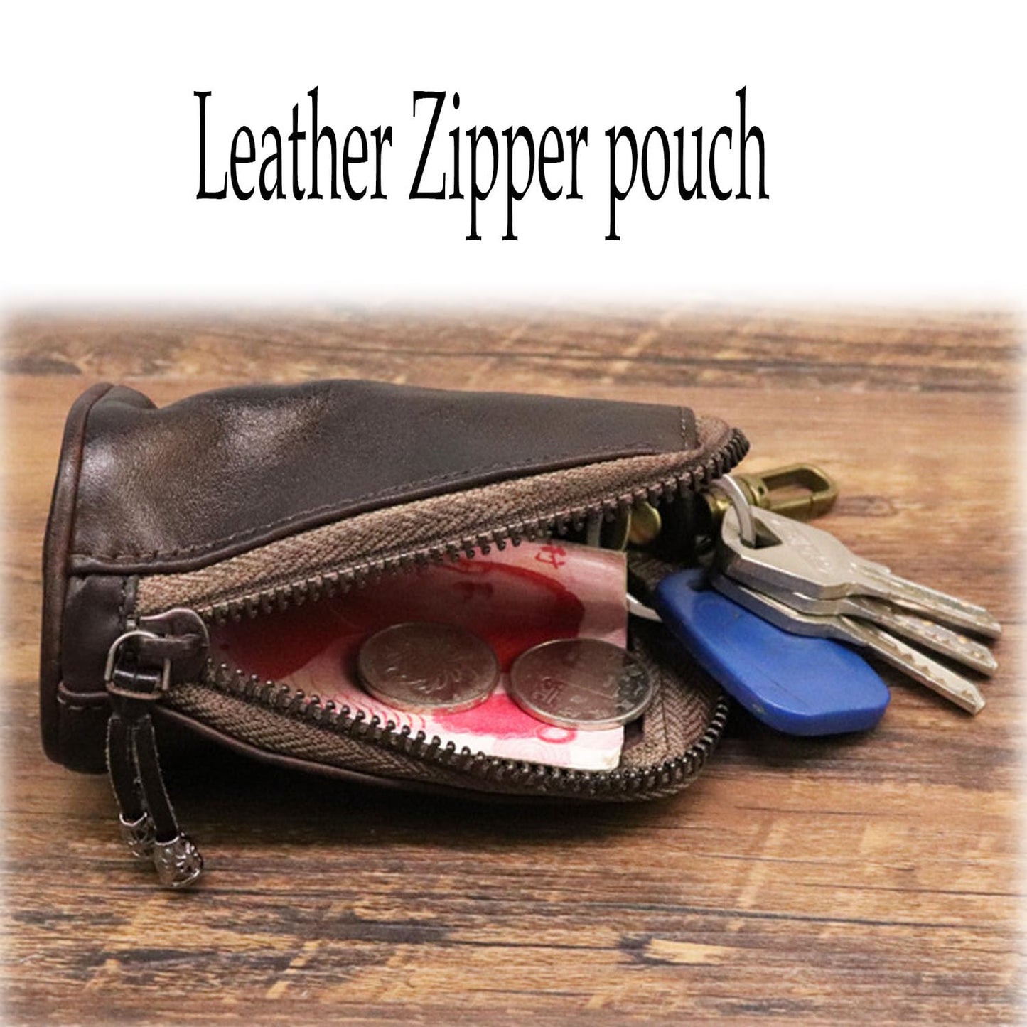 Medieval Leather Key Pouch – EDC Coin Holder for Men, Full-Grain Cowhide Keychain with Belt Hook