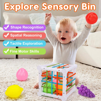 Montessori Baby Toys 6-12-18 Months, Infant Pull String Stacking Cups Shape Sorter Blocks Toy 6 7 8 9 10 11 12 M+ Sensory Development Learning Toy 6-9 9-12 Months Birthday Gift for 1 Year Old Boy Girl