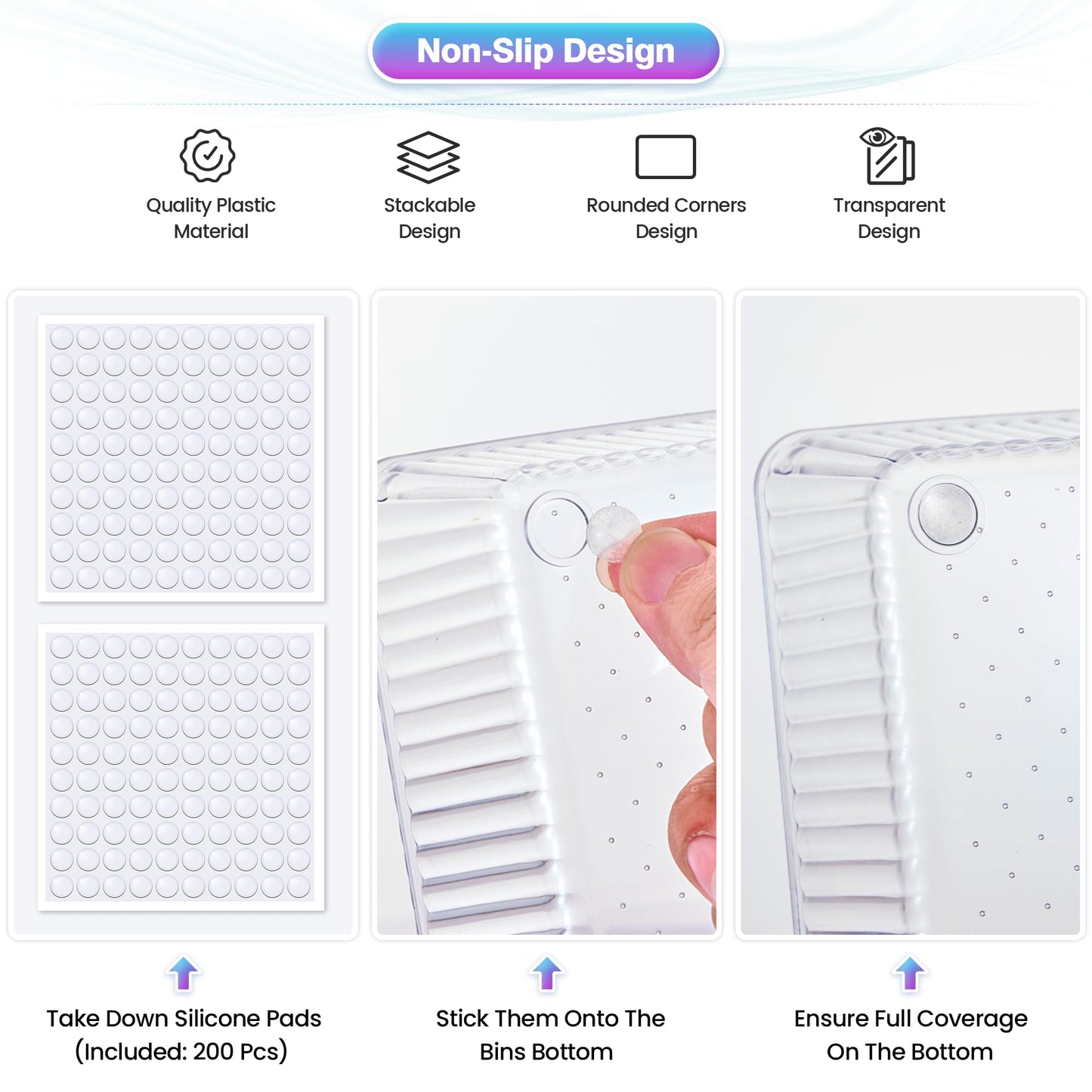 Okylvve 25 PCS Clear Plastic Drawer Organizer Set - 4 Sizes Makeup Organizer Desk Drawer Divider Bathroom Organizers and Storage Bins for Makeup, Jewelry, Gadgets, Office, Kitchen, Bedroom, Bathroom