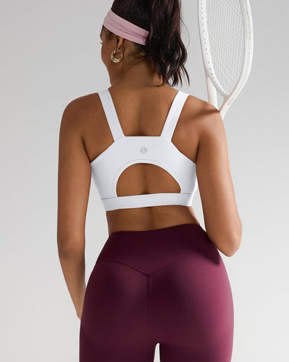 RUNNING GIRL High Impact Sports Bras for Women,Racerback White Bra Workout Crop Tank Tops Longline Sports Bra Push up(WX2667 White,XL)