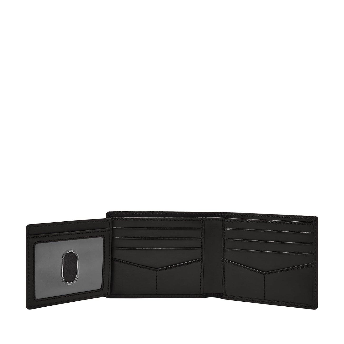 Fossil Men's Wallet, Derrick Leather RFID-Blocking Wallet, Bifold with Flip ID, Black