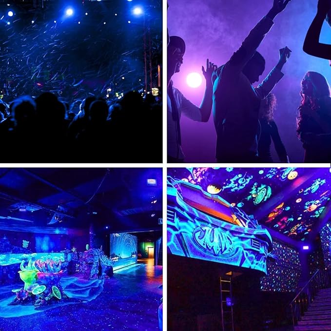 600W Black Lights Outdoor, Commercial Black Light Flood Lights High Power 395nm UV Blacklight Floodlight Plug in Large BlackLights Waterproof IP66 for Glow Party Large Space Halloween (2 Pack)