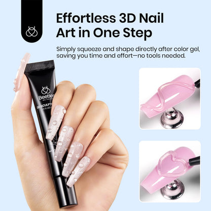 Beetles Gel Nail Kit Short Almond, 240Pcs Easy Nail Extension Set Shaped Clear Tips with 5 in 1 Nail Glue Base & Top Coat and Mini UV Lamp, Nail Tips Art Acrylic Nail Kit Gifts for Women