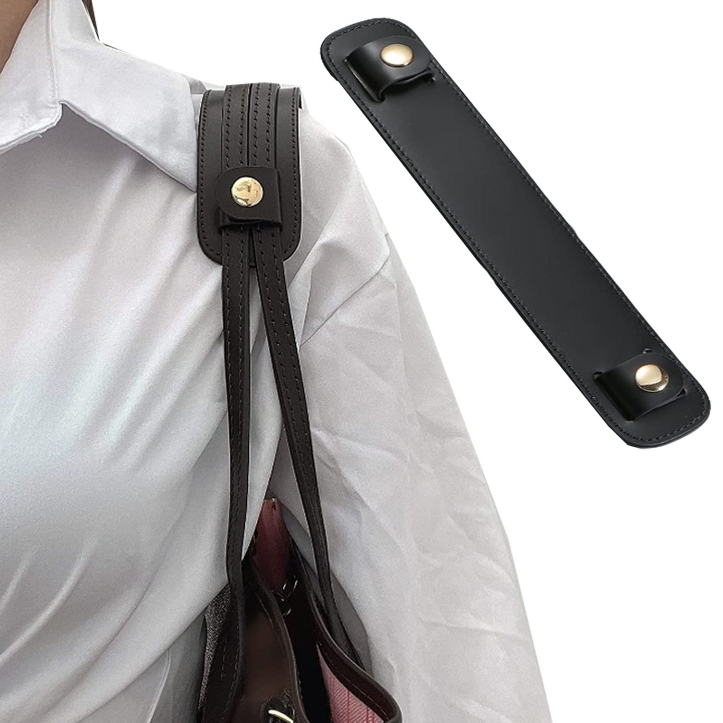 Lopsity PU Leather Shoulder Strap Pad,Detachable Soft Leather Strap Cover,Compatible with Women Tote Purses, Handbag, Satchels,More comfortable to carry (BLACK)