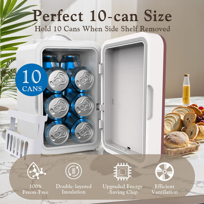 YLFU Skincare Fridge, 6L/10 Can Mini Fridge for Bedroom with Dimmable LED Mirror, Portable Cooler & Warmer Small Compact Refrigerator for Skincare, Cosmetics, Bedroom and Office, White