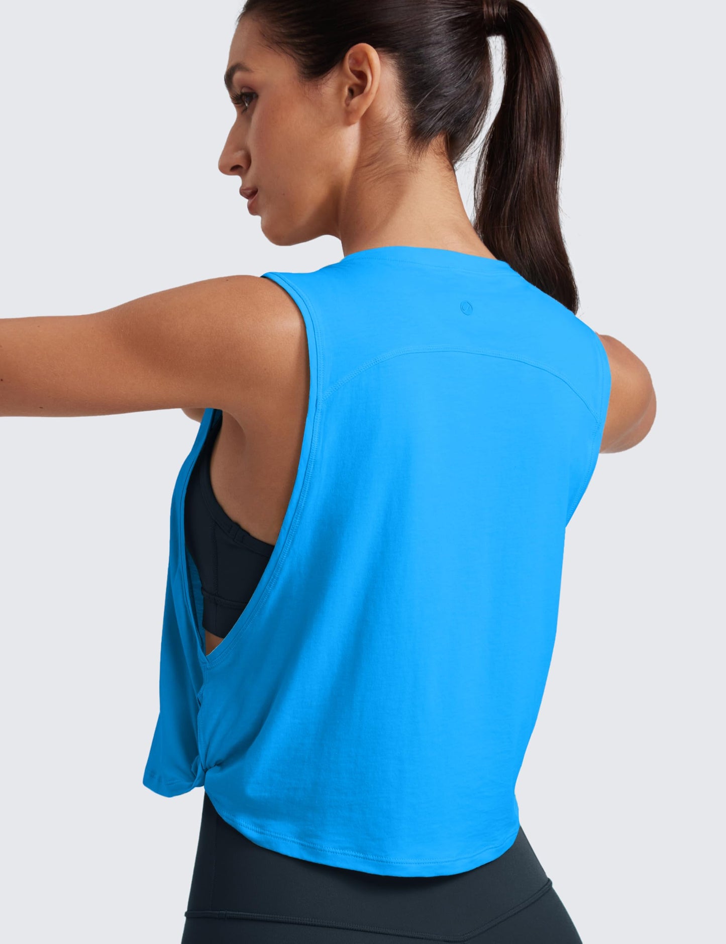 CRZ YOGA Pima Cotton Large Armhole Tank Tops for Women - Workout Sport Athletic Yoga Running Gym Loose Crop Sleeveless Shirts Madagascar Blue X-Small