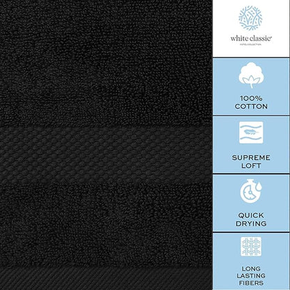 White Classic Luxury Black Hand Towels