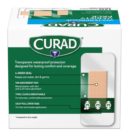 Curad Waterproof Bandage Variety Pack, 3 Styles Included; Assorted Size, 120 Bandages