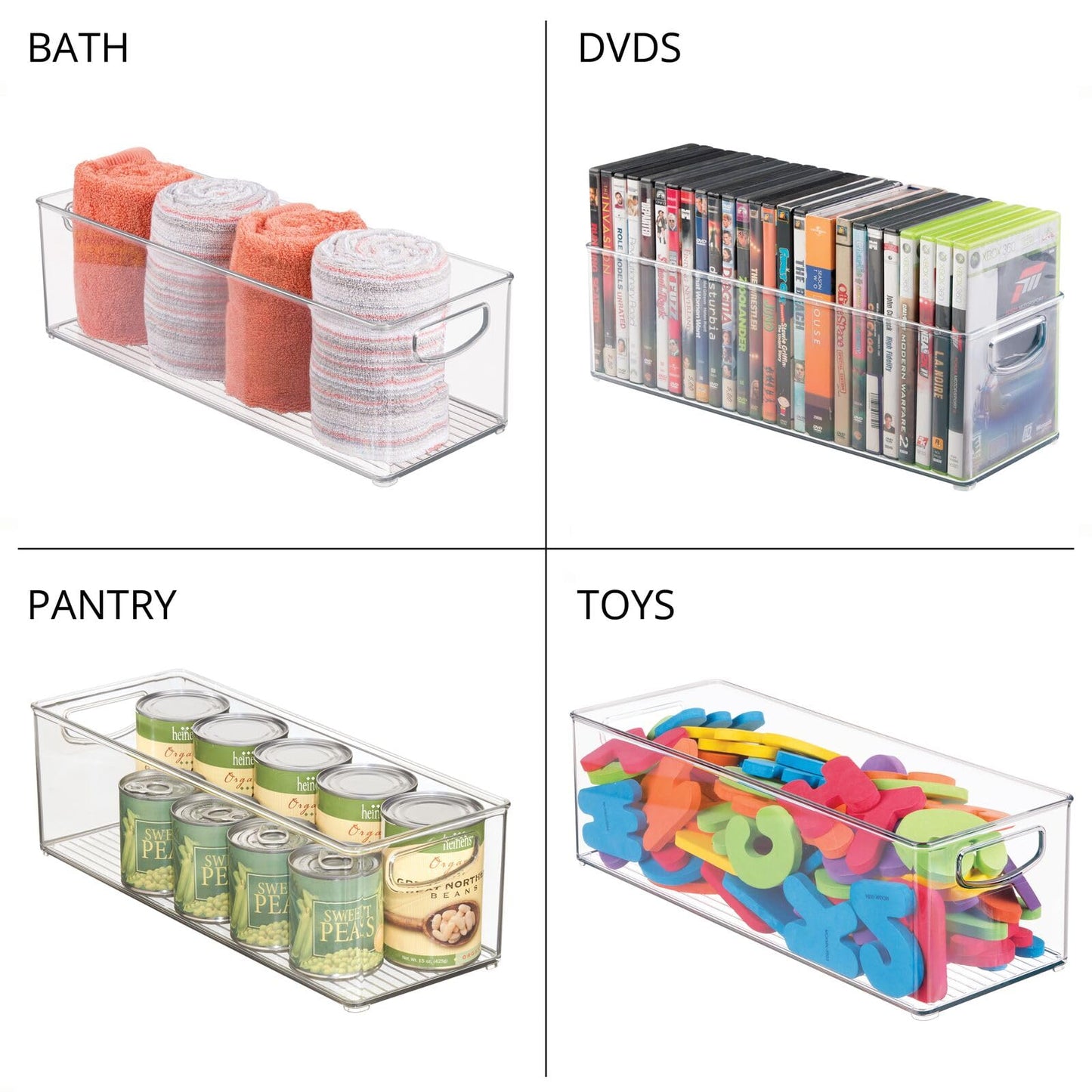 mDesign Plastic Office Supply Organizer - Storage Holder Bin with Handles for Desk Drawer, Cabinet - Pencil, Pen, Envelope and Supplies Container Basket - Ligne Collection - 2 Pack - Clear