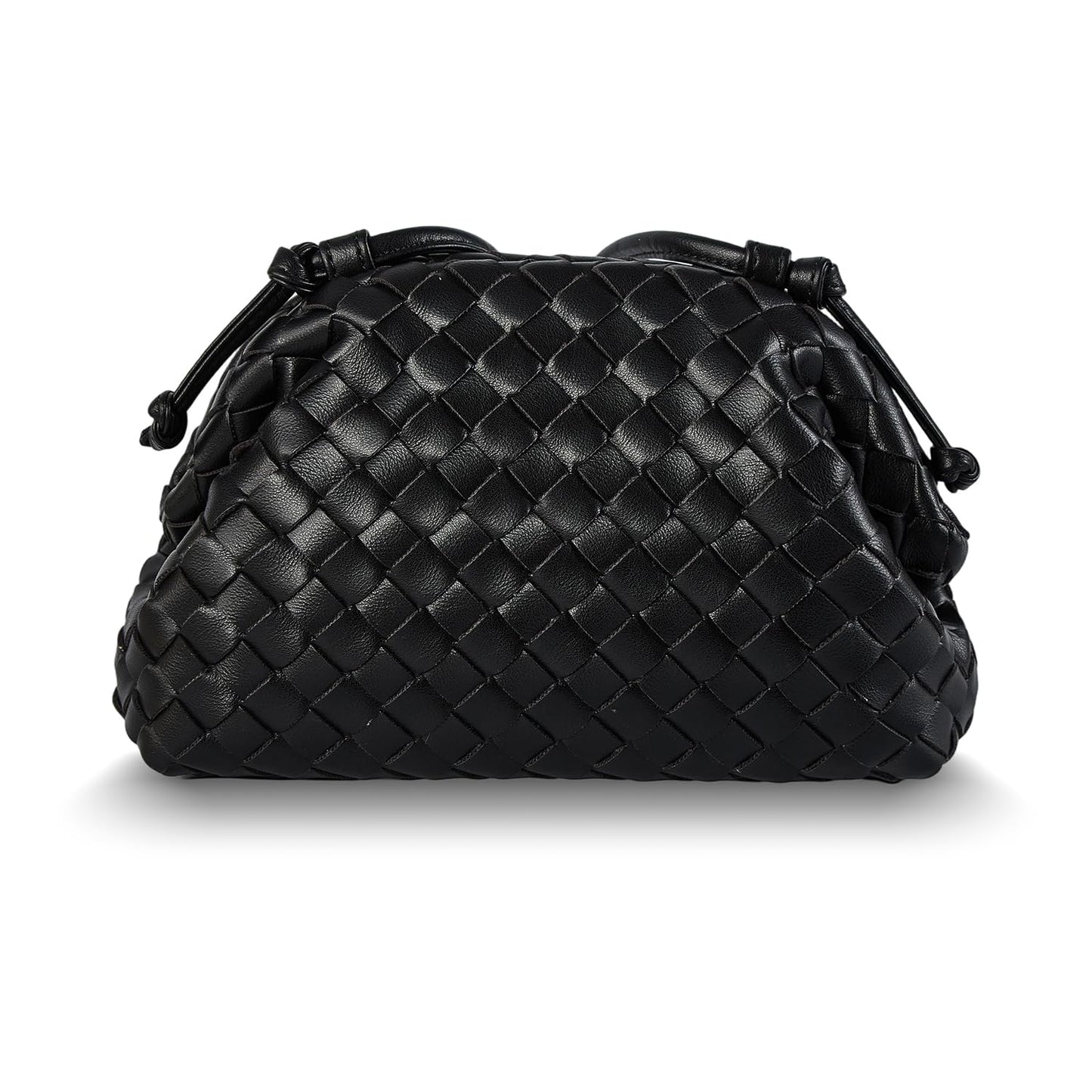 Huralona Dressy Pleated Vegan Leather Clutch Purse Woven Soft Cloud Dumpling Clutch Bag for Women PU Evening Purse Handbag (Black)