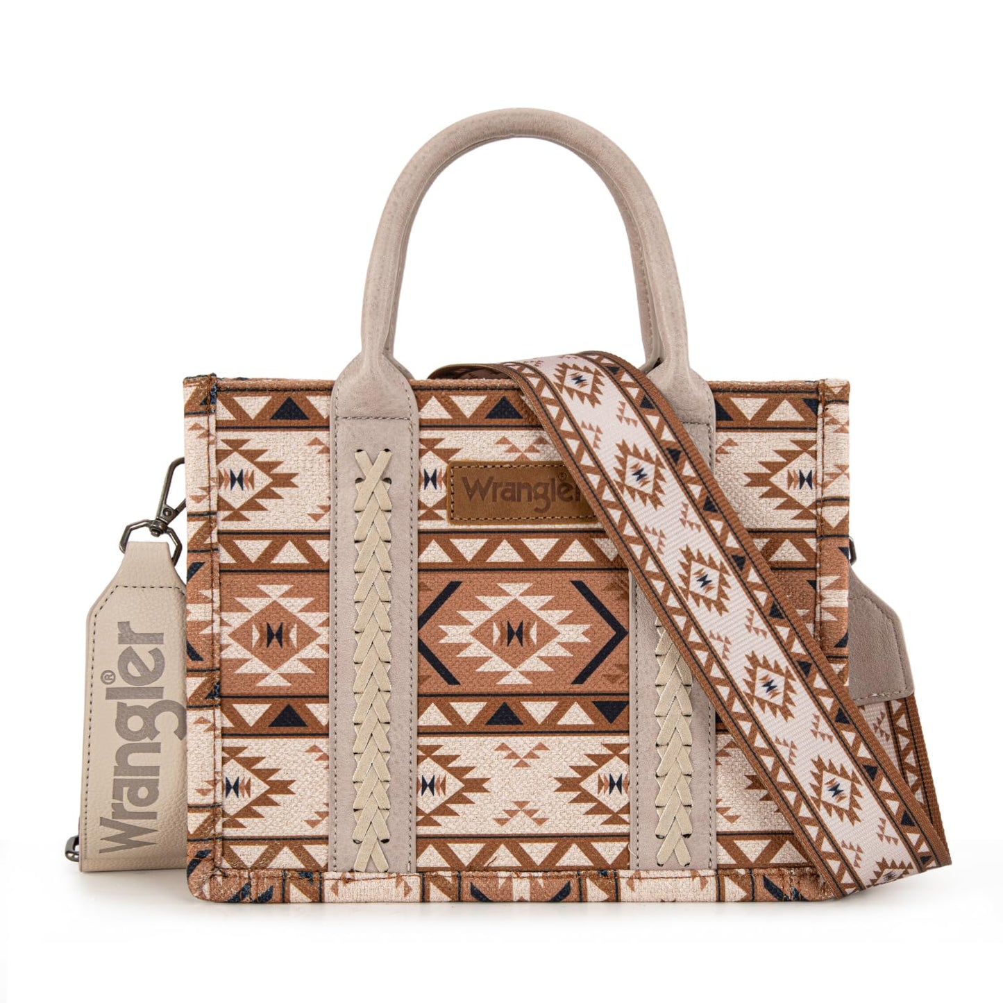 Wrangler Purse for Women Boho Aztec Tote Bag Hobo Shoulder Top Handle Handbags with Wide Guitar Strap Fall Collection Gift WG2207-8120STN