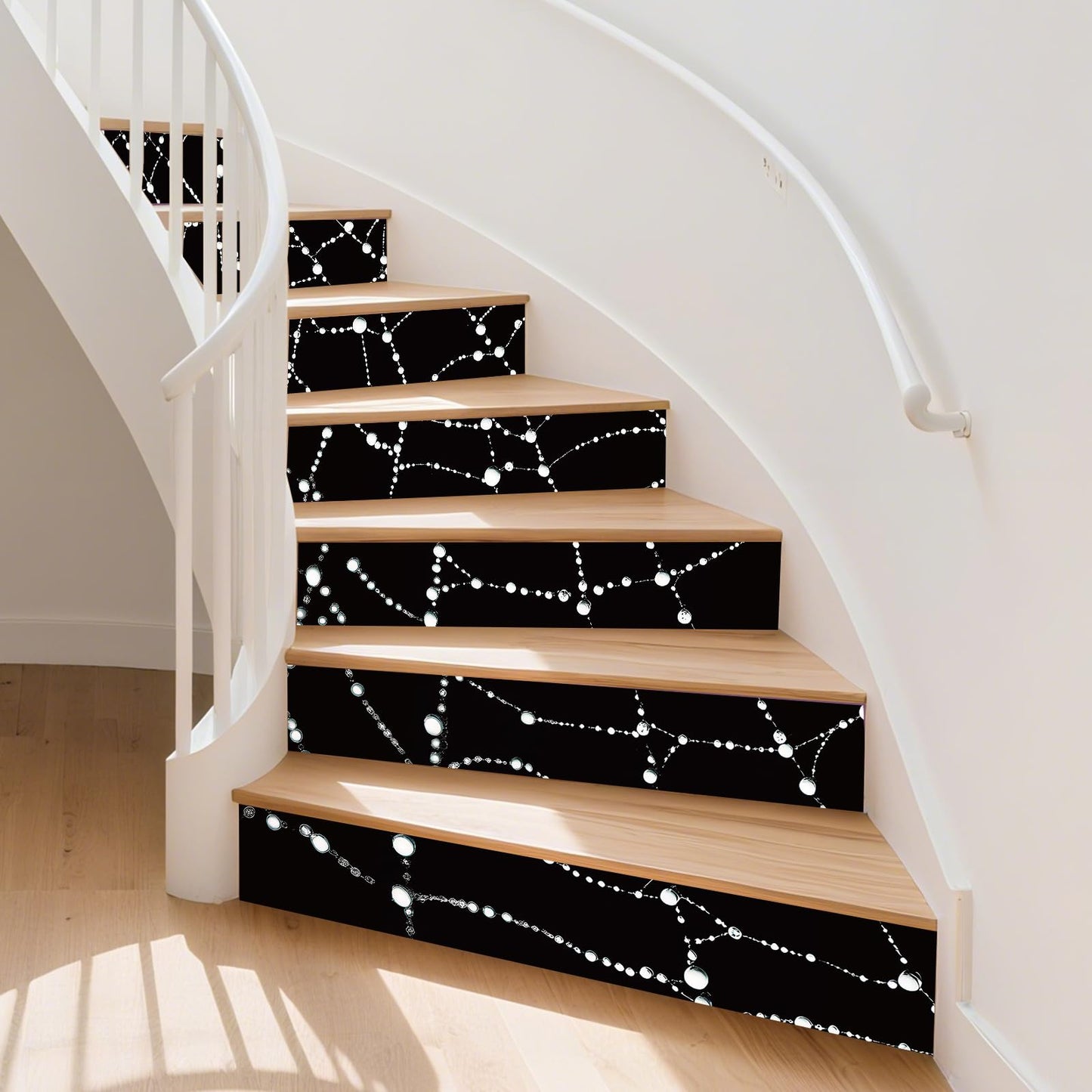 PLIGREAT 15 Strips Creative Spider Web Pattern Stair Decals Peel and Stick Stairs Riser Stickers Halloween Murals Decor for Steps 7.1"x39" Self-Adhesive Stair Riser Decals for Home Hotel Decor